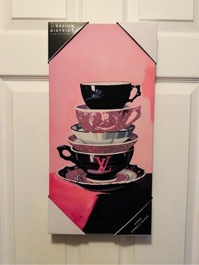 Design District LV Glitter Teacups Canvas Wall Art